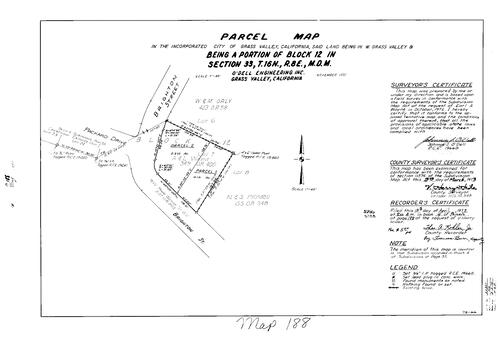 Click to see Parcel Map Book 4, pg. 188 (1973) of Nevada County Recorders Parcel Maps Book 4