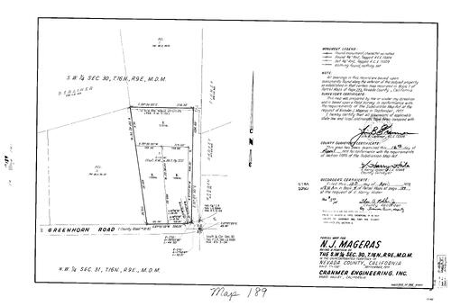 Click to see Parcel Map Book 4, pg. 189 (1973) of Nevada County Recorders Parcel Maps Book 4