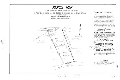Click to see Parcel Map Book 4, pg. 192 (1973) of Nevada County Recorders Parcel Maps Book 4
