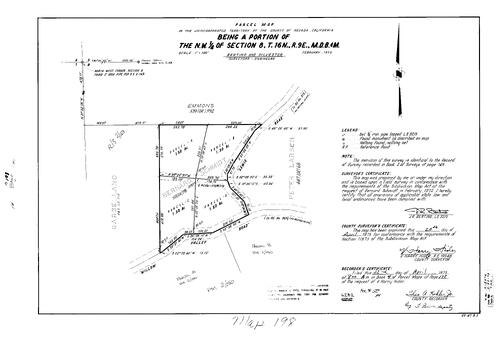 Click to see Parcel Map Book 4, pg. 198 (1973) of Nevada County Recorders Parcel Maps Book 4