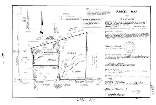 Click to see Parcel Map Book 4, pg. 200 (1973) of Nevada County Recorders Parcel Maps Book 4