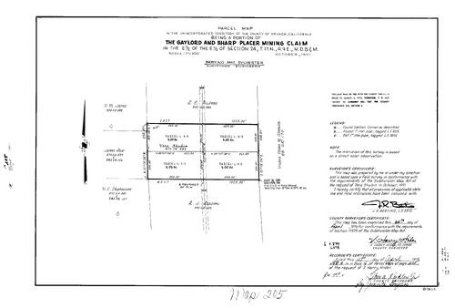 Click to see Parcel Maps Book 4, pg. 205 (1973) of Nevada County Recorders Parcel Maps Book 4