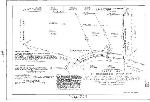 Click to see Parcel Maps Book 4, pg. 223 (1973) of Nevada County Recorders Parcel Maps Book 4
