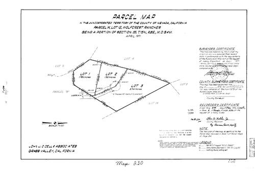 Click to see Parcel Maps Book 4, pg. 230 (1973) of Nevada County Recorders Parcel Maps Book 4