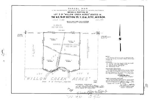 Click to see Parcel Maps Book 4, pg. 242 (1973) of Nevada County Recorders Parcel Maps Book 4