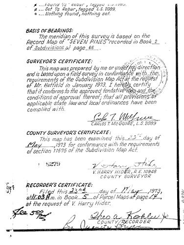 Click to see Parcel Map Book 5, pg. 14 (1973) of Nevada County Recorders Parcel Maps Book 5
