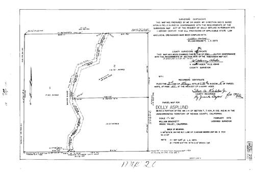 Click to see Parcel Map Book 5, pg. 20 (1973) of Nevada County Recorders Parcel Maps Book 5