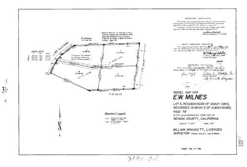 Click to see Parcel Map Book 5, pg. 24 (1973) of Nevada County Recorders Parcel Maps Book 5