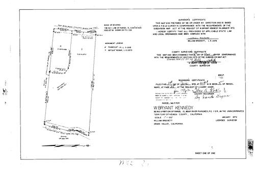 Click to see Parcel Map Book 5, pg. 25 (1973) of Nevada County Recorders Parcel Maps Book 5