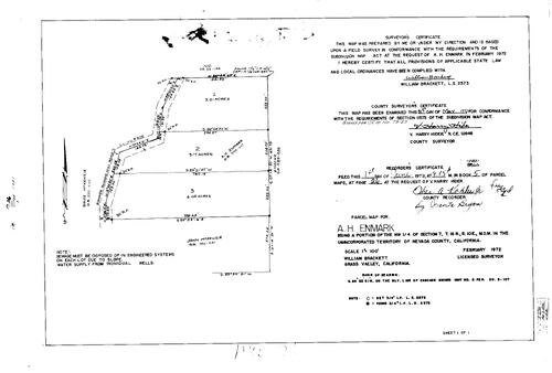 Click to see Parcel Map Book 5, pg. 26 (1973) of Nevada County Recorders Parcel Maps Book 5