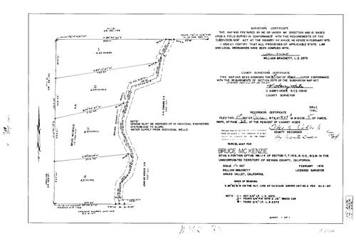 Click to see Parcel Map Book 5, pg. 28 (1973) of Nevada County Recorders Parcel Maps Book 5
