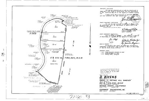 Click to see Parcel Map Book 5, pg. 33 (1973) of Nevada County Recorders Parcel Maps Book 5