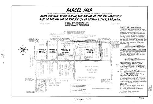 Click to see Parcel Map Book 5, pg. 50 (1973) of Nevada County Recorders Parcel Maps Book 5