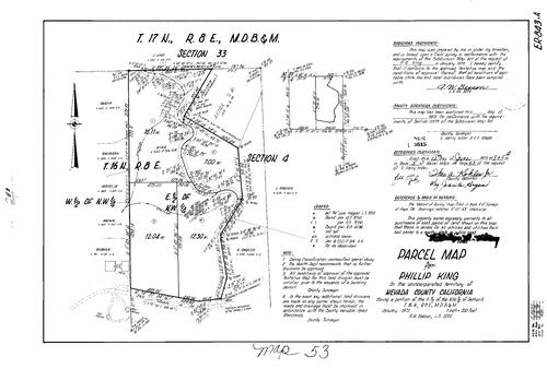 Click to see Parcel Map Book 5, pg. 53 (1973) of Nevada County Recorders Parcel Maps Book 5