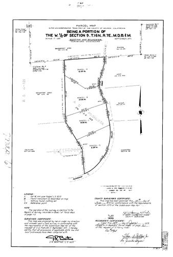 Click to see Parcel Map Book 5, pg. 61 (1973) of Nevada County Recorders Parcel Maps Book 5
