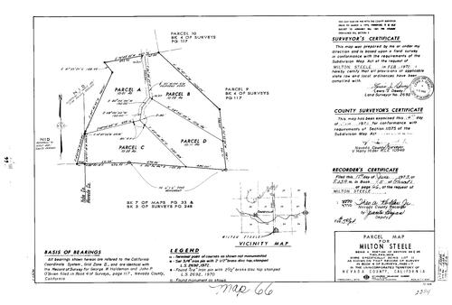 Click to see Parcel Map Book 5, pg. 66 (1973) of Nevada County Recorders Parcel Maps Book 5