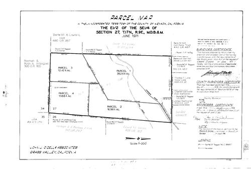 Click to see Parcel Map Book 5, pg. 71 (1973) of Nevada County Recorders Parcel Maps Book 5