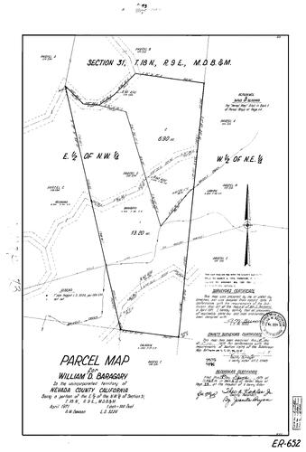 Click to see Parcel Map Book 5, pg. 73 (1973) of Nevada County Recorders Parcel Maps Book 5