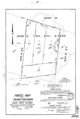 Click to see Parcel Map Book 5, pg. 75 (1973) of Nevada County Recorders Parcel Maps Book 5