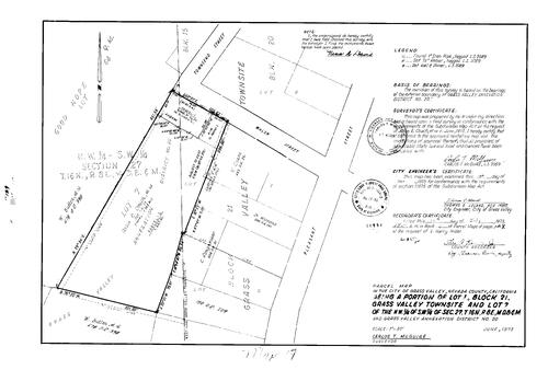 Click to see Parcel Map Book 5, pg. 129 (1973) of Nevada County Recorders Parcel Maps Book 5