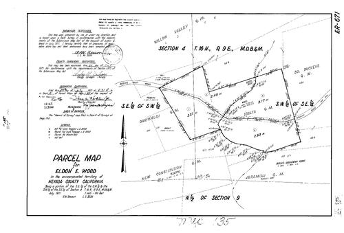 Click to see Parcel Map Book 5, pg. 135 (1973) of Nevada County Recorders Parcel Maps Book 5