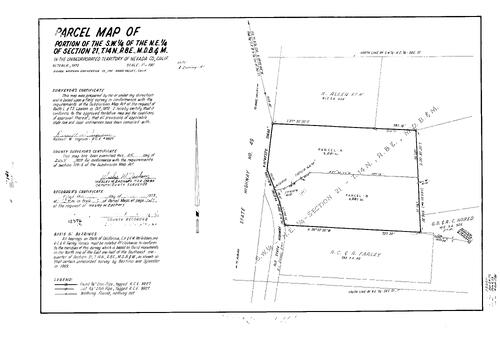 Click to see Parcel Map Book 5, pg. 141 (1973) of Nevada County Recorders Parcel Maps Book 5