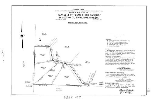 Click to see Parcel Map Book 5, pg. 157 (1973) of Nevada County Recorders Parcel Maps Book 5