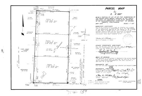Click to see Parcel Map Book 5, pg. 159 (1973) of Nevada County Recorders Parcel Maps Book 5