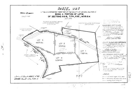 Click to see Parcel Map Book 5, pg. 161 (1973) of Nevada County Recorders Parcel Maps Book 5