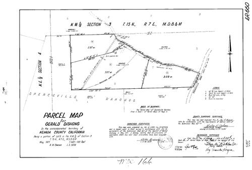 Click to see Parcel Map Book 5, pg. 166 (1973) of Nevada County Recorders Parcel Maps Book 5