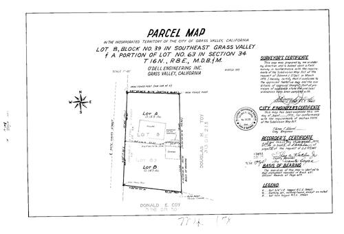 Click to see Parcel Map Book 5, pg. 178 (1973) of Nevada County Recorders Parcel Maps Book 5