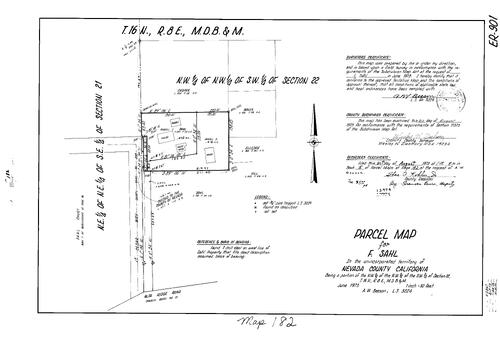 Click to see Parcel Map Book 5, pg. 182 (1973) of Nevada County Recorders Parcel Maps Book 5