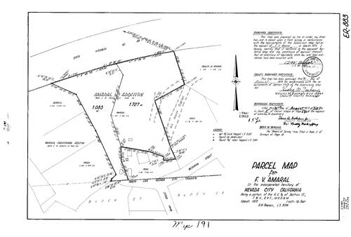 Click to see Parcel Map Book 5, pg. 191 (1973) of Nevada County Recorders Parcel Maps Book 5