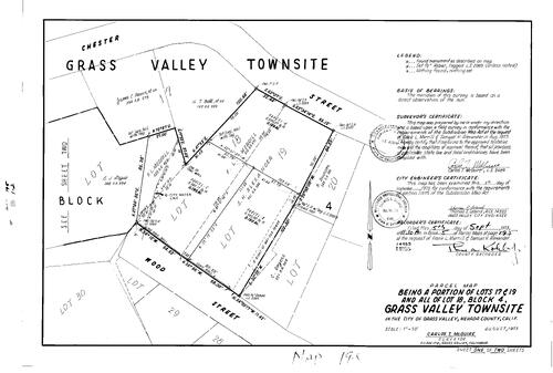 Click to see Parcel Map Book 5, pg. 195 (1973) of Nevada County Recorders Parcel Maps Book 5