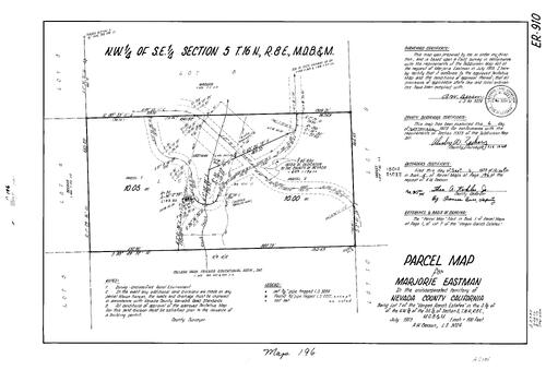 Click to see Parcel Map Book 5, pg. 196 (1973) of Nevada County Recorders Parcel Maps Book 5