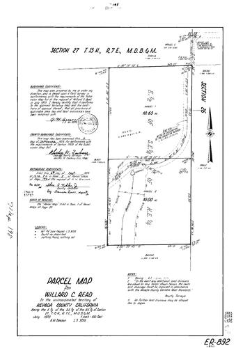 Click to see Parcel Map Book 5, pg. 198 (1973) of Nevada County Recorders Parcel Maps Book 5