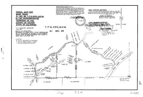 Click to see Parcel Map Book 5, pg. 224 (1973) of Nevada County Recorders Parcel Maps Book 5