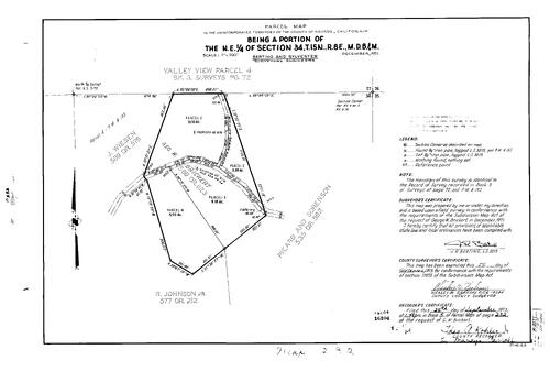Click to see Parcel Map Book 5, pg. 232 (1973) of Nevada County Recorders Parcel Maps Book 5