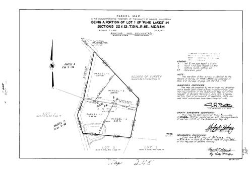 Click to see Parcel Map Book 5, pg. 245 (1973) of Nevada County Recorders Parcel Maps Book 5