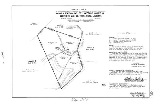 Click to see Parcel Map Book 5, pg. 247 (1973) of Nevada County Recorders Parcel Maps Book 5