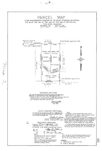 Click to see Parcel Map Book 7, pg. 2 (1974) of Nevada County Recorders Parcel Maps Book 7