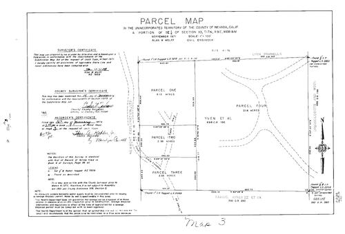 Click to see Parcel Map Book 7, pg. 3 (1974) of Nevada County Recorders Parcel Maps Book 7