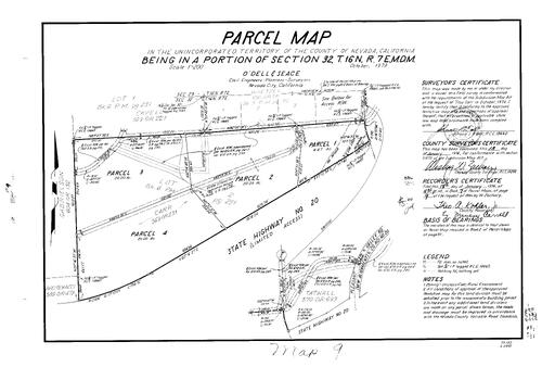 Click to see Parcel Map Book 7, pg. 9 (1974) of Nevada County Recorders Parcel Maps Book 7