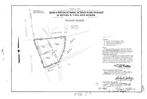 Click to see Parcel Map Book 7, pg. 23 (1974) of Nevada County Recorders Parcel Maps Book 7
