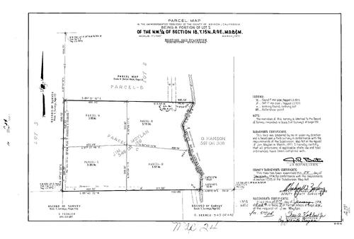 Click to see Parcel Map Book 7, pg. 24 (1974) of Nevada County Recorders Parcel Maps Book 7
