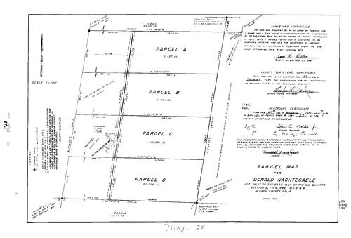 Click to see Parcel Map Book 7, pg. 28 (1974) of Nevada County Recorders Parcel Maps Book 7