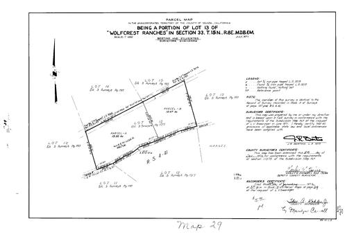 Click to see Parcel Map Book 7, pg. 29 (1974) of Nevada County Recorders Parcel Maps Book 7