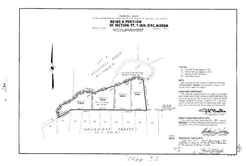 Click to see Parcel Map Book 7, pg. 32 (1974) of Nevada County Recorders Parcel Maps Book 7