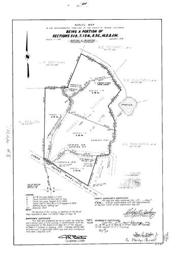 Click to see Parcel Map Book 7, pg. 45 (1974) of Nevada County Recorders Parcel Maps Book 7