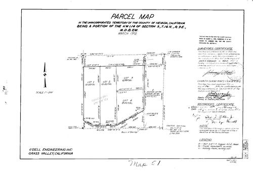 Click to see Parcel Map Book 7, pg. 51 (1974) of Nevada County Recorders Parcel Maps Book 7